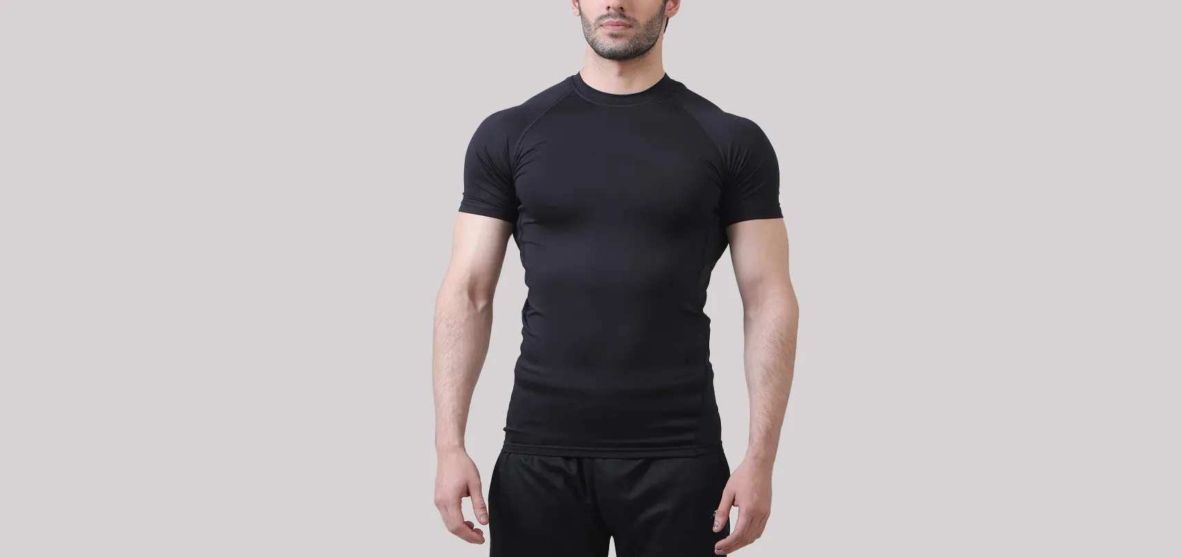 custom compression clothing black crew neck compression T-shirts