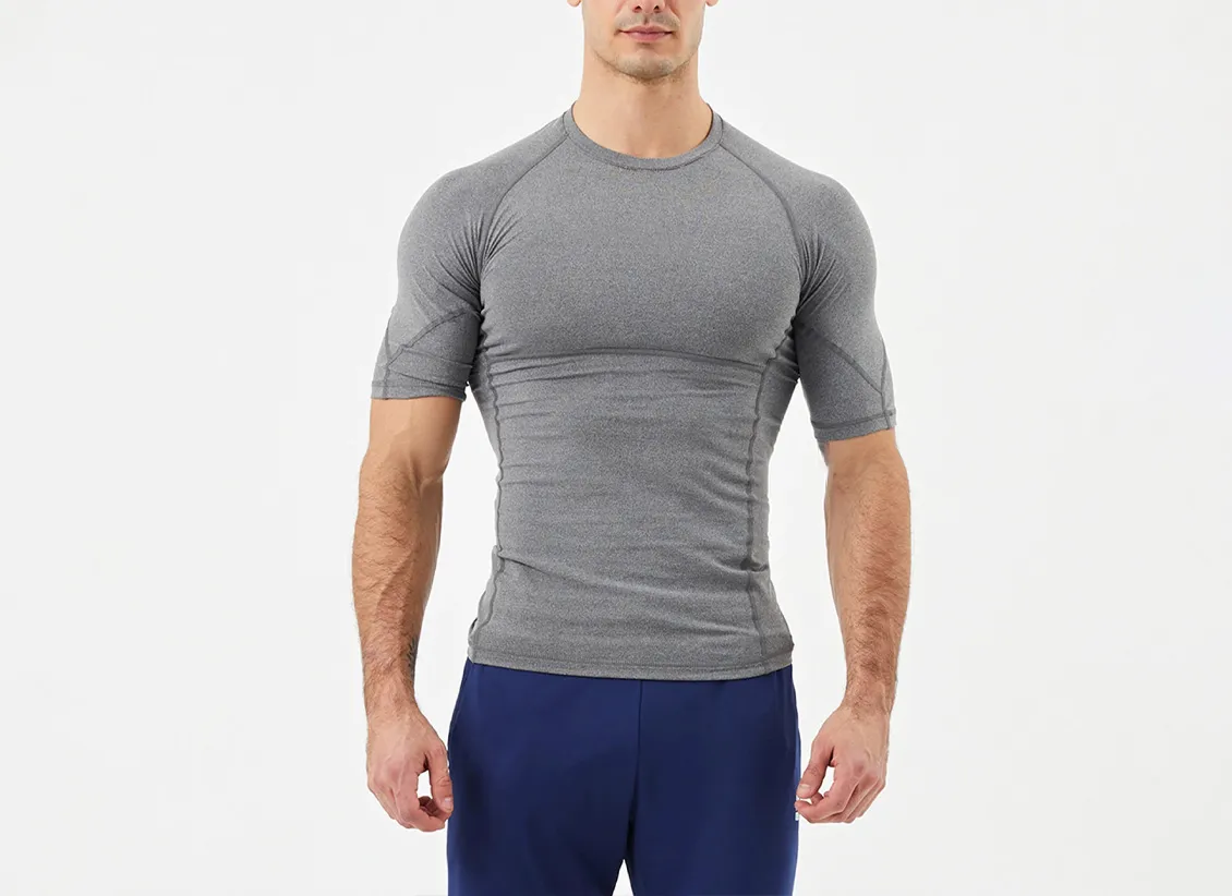 custom compression clothing grey muscle T-shirts