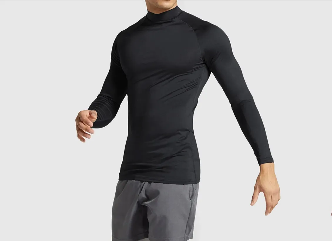 custom compression clothing mock neck shirt