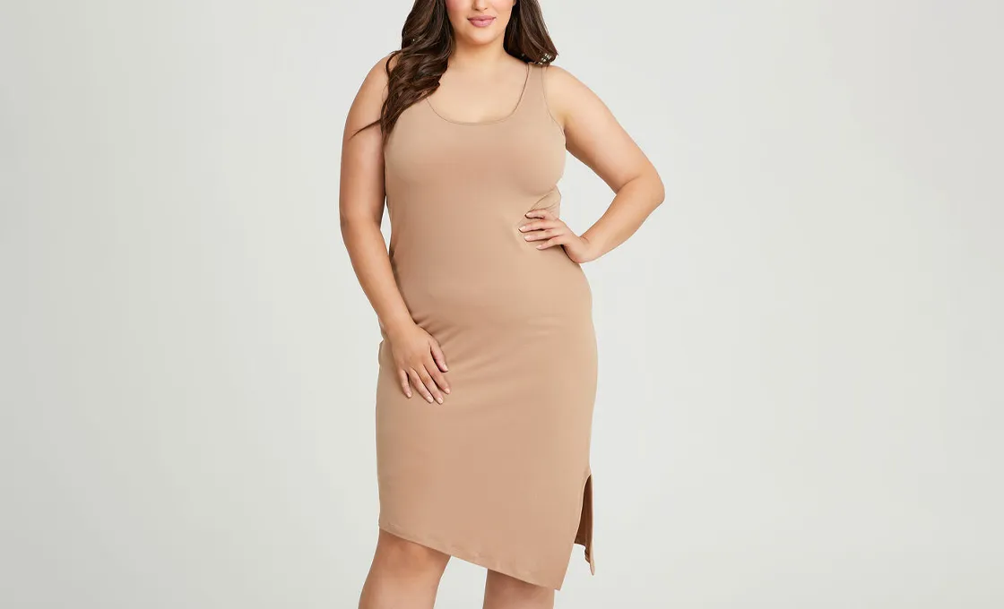 custom plus size night dress manufacturing beige tank loungewear dress