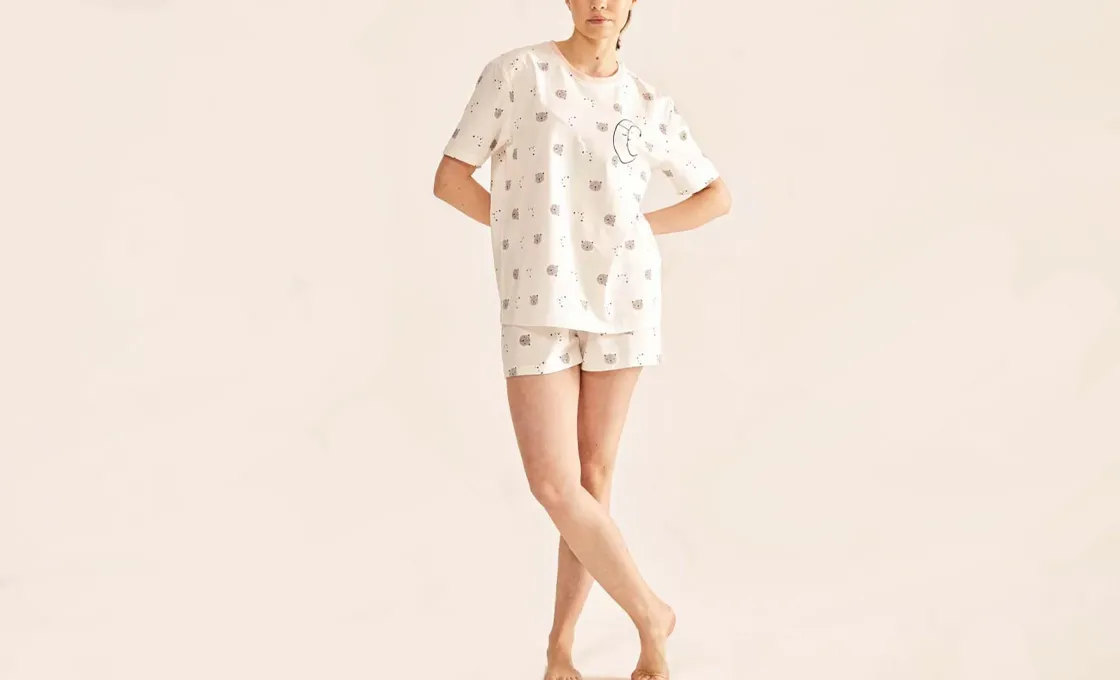 custom printed pajamas manufacturing short sleeves loungewear set