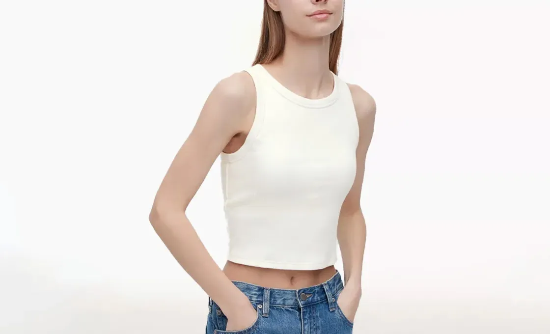 custom basic crop top manufacturing sleeveless crop T-shirt