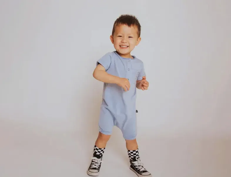 custom kids jumpsuit manufacturing short sleeve jumpsuit