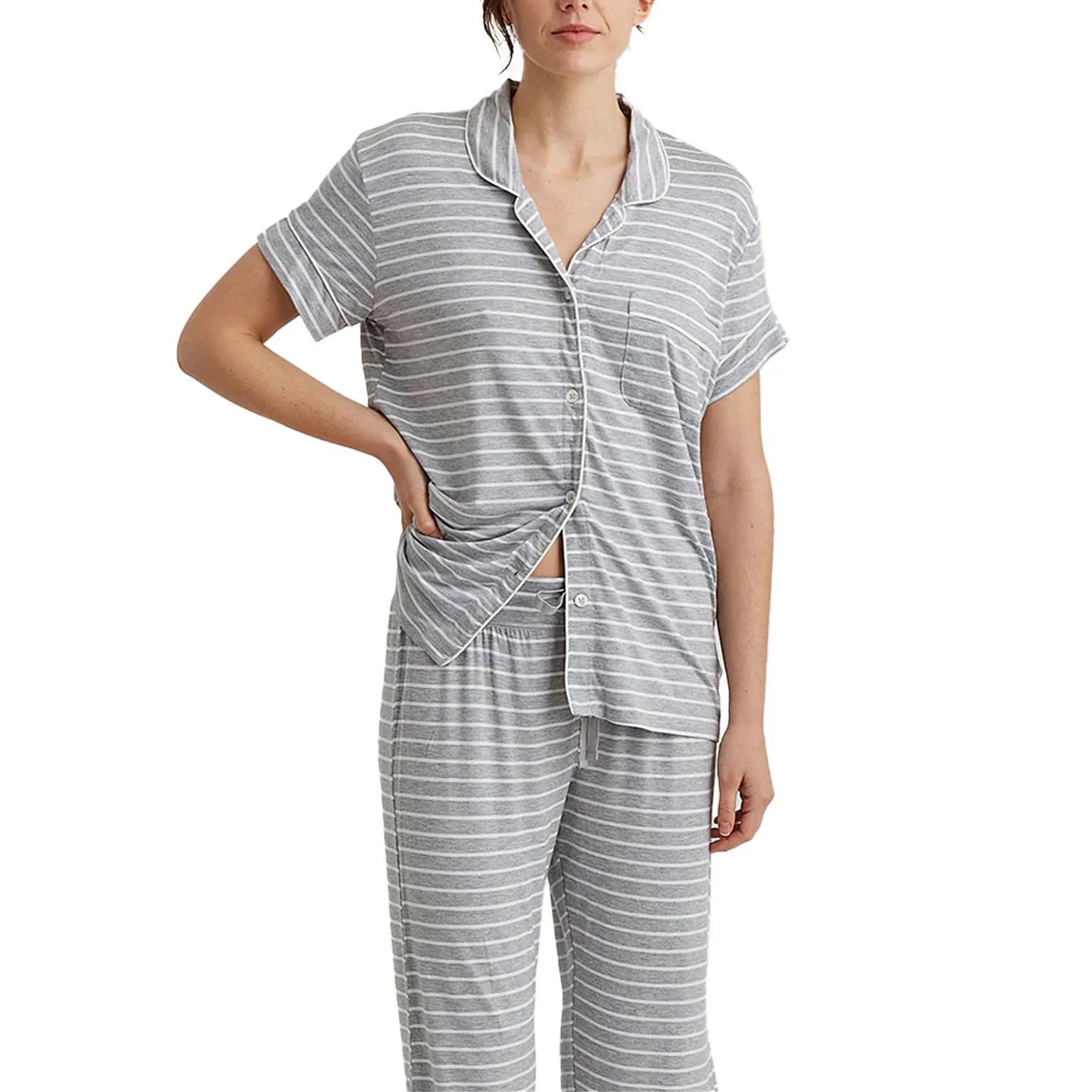 women stripe pajama manufacturing comfortable minimal fashion style pajama