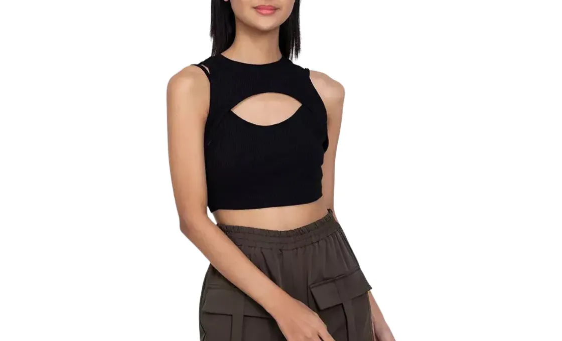 Private label athleisure manufacturer cut out crop top